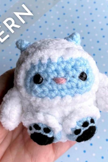 Yeti Bean PATTERN - crochet PDF pattern - abominable snow monster amigurumi