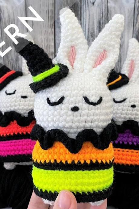 Halloween Hoppy PATTERN - bunny rabbit crochet PDF pattern - halloween witch costume bunny amigurumi